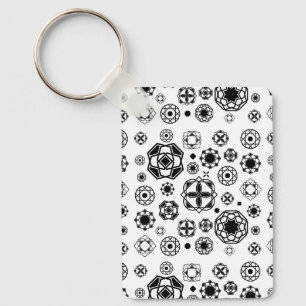 Llavero Patrón decorativo arabesco blanco y blanco