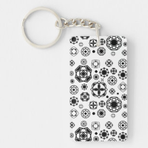 Llavero Patrón decorativo arabesco blanco y blanco