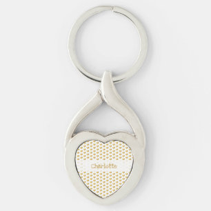 Llavero Patrón del corazón del Relieve metalizado dorado s