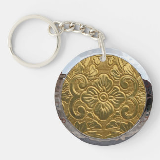 Llavero Patrón dorado Grabado en relieve Vintage plateado