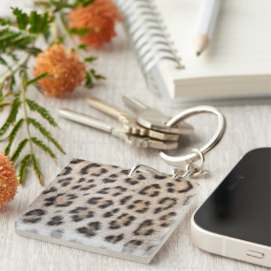 Llavero Patrón elegante de estampado de piel de leopardo d