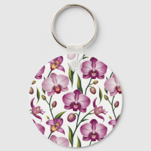 Llavero Patrón elegante sin costuras de orquídea morada y