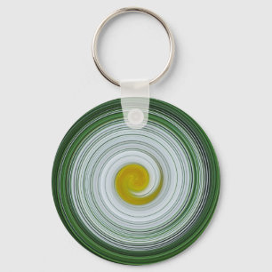Llavero Patrón espiral blanco, amarillo y verde