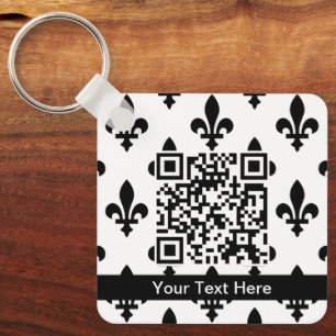 Llavero Patrón Fleur de Lis, francés, real, negro