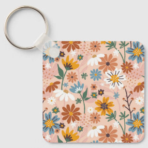 Llavero Patrón Floral Abstracto De Mano Pintado-23136