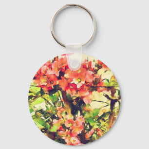 Llavero Patrón floral acuarela rojo rosa 1