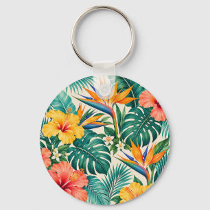 Llavero Patrón floral botánico paraíso tropical