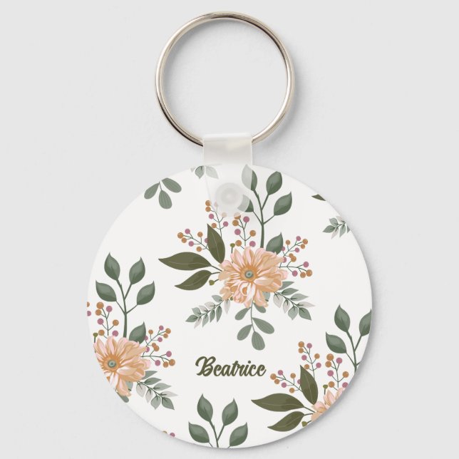 Llavero Patrón floral - Cadena de claves personalizada (Anverso)