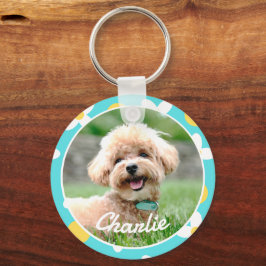 Llavero Patrón floral corto Mascota personalizado foto