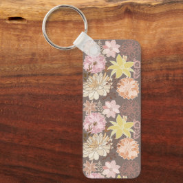 Llavero Patrón floral de asfalto boho rústico