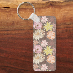 Llavero Patrón floral de asfalto boho rústico