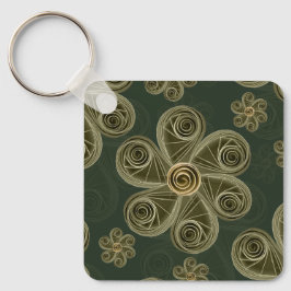 Llavero Patrón Floral de Bosque con Papel Recortado