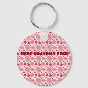 Llavero Patrón floral de cereza en acuarela personalizado,