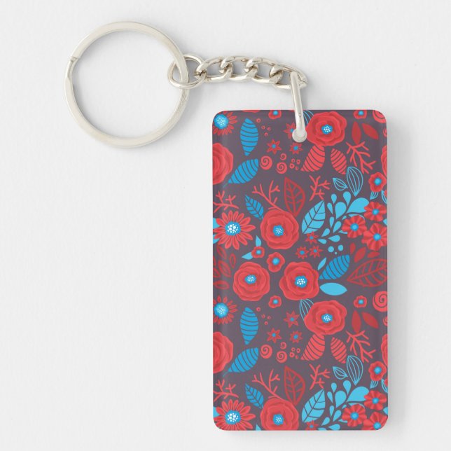 Llavero Patrón floral de Doodle (Frente)
