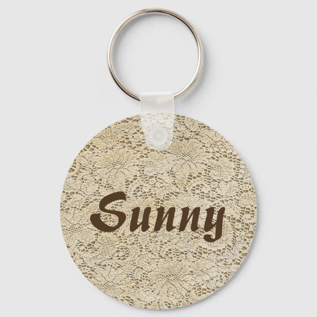 Llavero Patrón floral de encaje de crochet antiguo + tus i (Anverso)