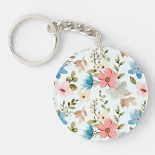 Llavero Patrón floral de flores silvestres en acuarela