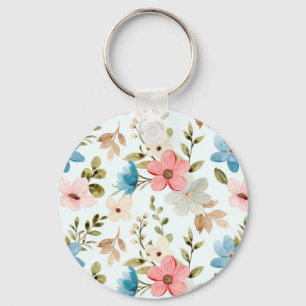 Llavero Patrón floral de flores silvestres en acuarela
