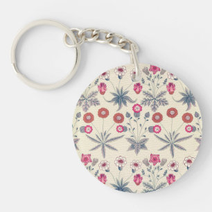 Llavero Patrón floral de margarita de William Morris rojo 