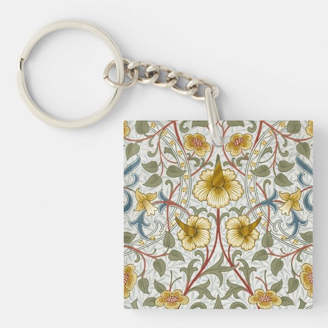 Llavero Patrón floral de narciso de William Morris (Frente)
