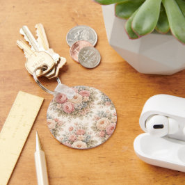Llavero Patrón floral de rosa vintage | Pastel elegante
