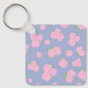 Llavero patrón floral de rosas vintage