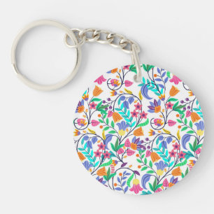 Llavero Patrón Floral Exótico Colorido