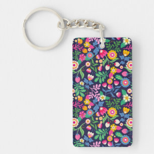 Llavero Patrón Floral Exótico Pintado a Mano-48330