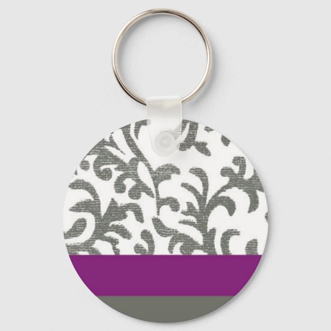 Llavero Patrón floral morado y gris (Anverso)