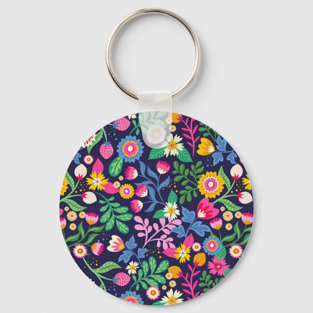 Llavero Patrón floral pintado de mano exótica-48330 (Anverso)