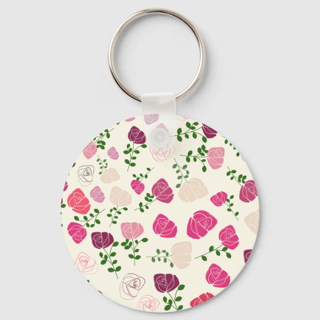 Llavero Patrón floral rosa de época (Anverso)