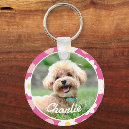 Llavero Patrón floral rosa dulce Mascota personalizado fot
