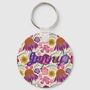 Llavero Patrón floral silvestre personalizado