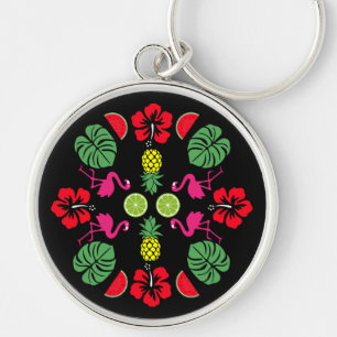 Llavero Patrón Floral Tropical Frutal