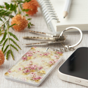 Llavero Patrón floral vintage en acuarela