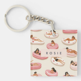 Llavero Patrón flotante de piscina de verano personalizado