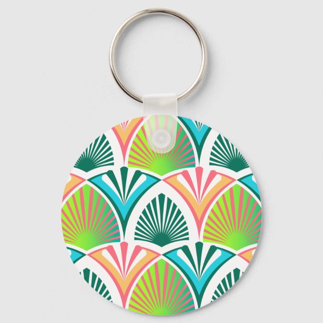 Llavero Patrón geométrico con hojas de palma y flor (Anverso)