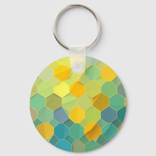 Llavero Patrón geométrico de panal de abeja colorido