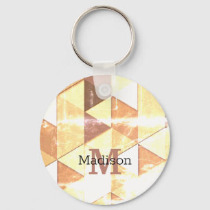 Llavero Patrón geométrico marrón amarillo vintage Monogram