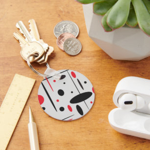 Llavero Patrón geométrico negro y rojo