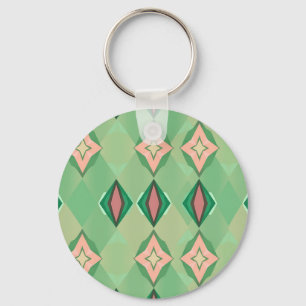 Llavero Patrón geométrico retro verde rosa diamante estrel