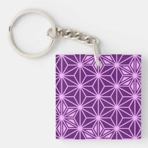 Llavero Patrón japonés de Asanoha - morado de amatista