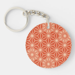 Llavero Patrón japonés de Asanoha - naranja de coral