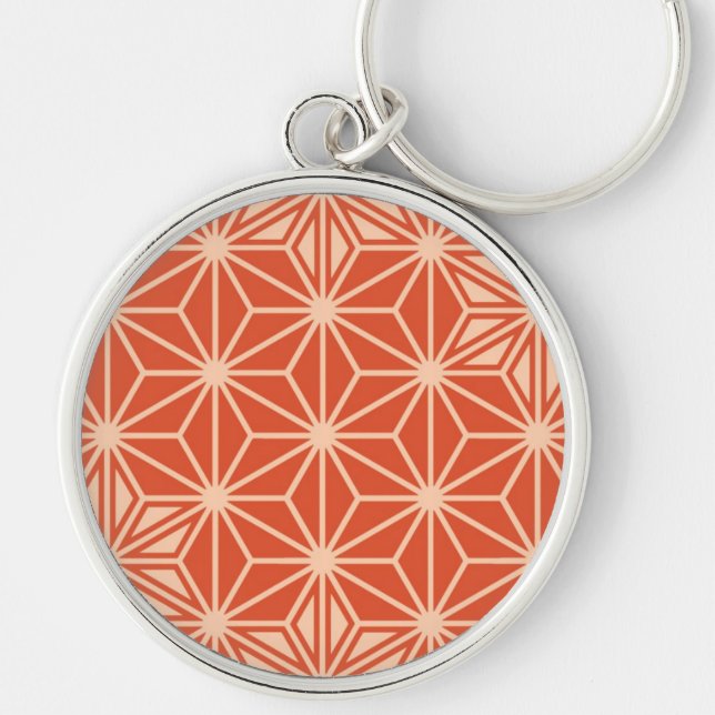 Llavero Patrón japonés de Asanoha - naranja de coral (Frente)