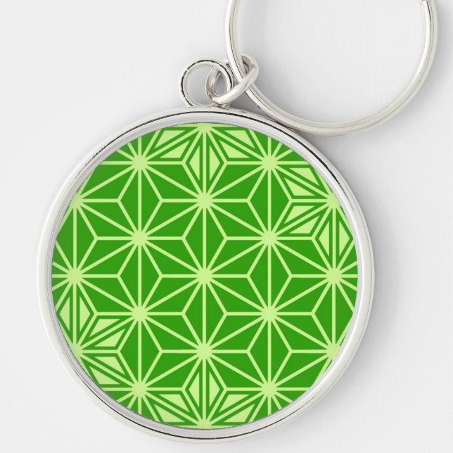 Llavero Patrón japonés de Asanoha - verde lima (Frente)
