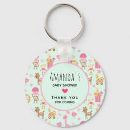 Llavero Patrón lindo con feliz Baby Shower de animales y j