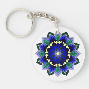 Llavero Patrón Mandala 02 en azul oscuro