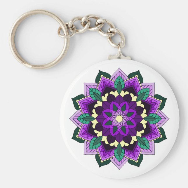 Llavero Patrón Mandala 02 en morado (Frente)