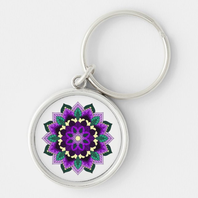 Llavero Patrón Mandala 02 en morado (Frente)