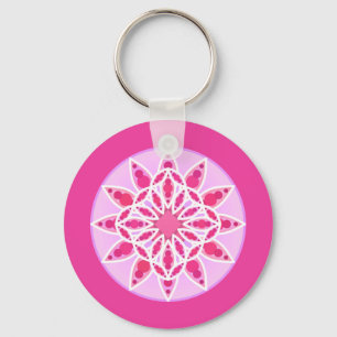 Llavero Patrón Mandala en rosa, fucsia y blanco