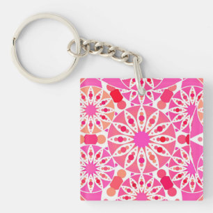 Llavero Patrón Mandala, tonos rosas y corales